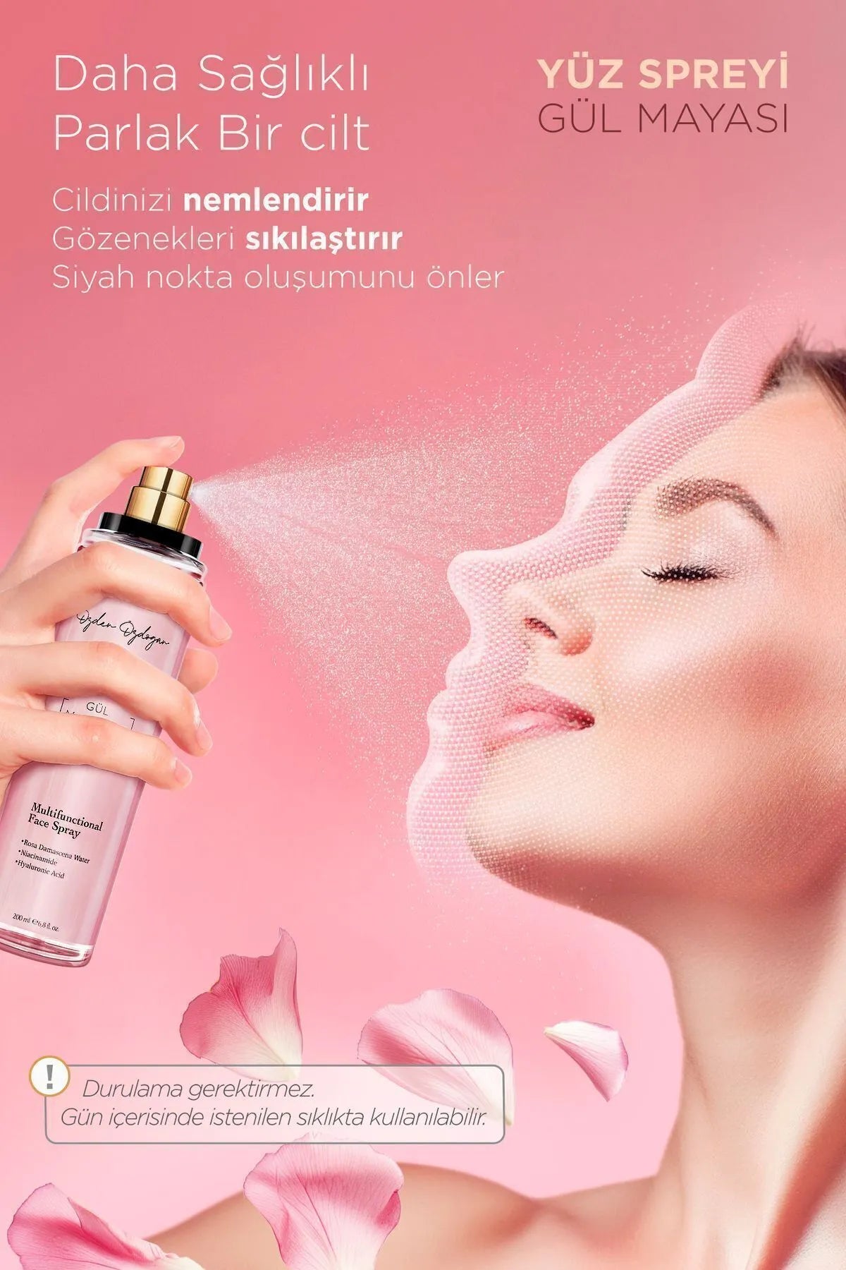 OZDEN OZDOGAN - Professional Series - Rozengist (Gül Mayasi), Poriënverstevigende Tonic, Hydraterende en Verhelderende Gezichtsspray met Rozenwater, Niacinamide en Hyaluronzuur, Voor Alle Huidtypen - 200 ml complex care