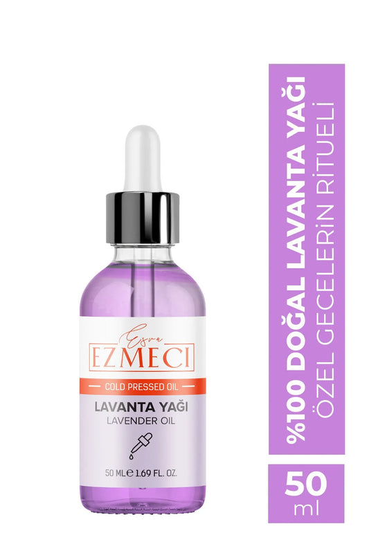 Esra Ezmeci Lavendel Essentiële Olie - Veelzijdigheid van Wonderolie, Huidverzorging en Bevordert Haargroei, Bevat Vitamine B, Natuurlijke middel tegen Bacteriën, Schimmels en Virussen, Etherische olie, Erg Gewild - 50ML